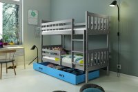 BMS Poschodová detská posteľ CARINO | 80 x 190 cm Farba: Sivá / Modrá