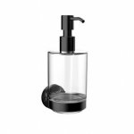 Emco Round - Nástenný dávkovač mydla, montáž pomocou lepenia alebo vŕtania, čierna 432113300