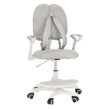 KONDELA Rastúca stolička s podnožou a trakmi, sivá/biela, ANAIS