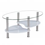 Konferenčný stolík, oceľ/sklo/biela extra vysoký lesk HG, AXEL NEW