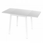 Jedálenský stôl, MDF fóliovaná/kov, biela, MAURO