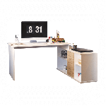 Písací stôl, biela/dub wotan, DALTON 2 NEW VE 02