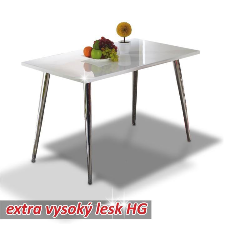 Jedálenský stôl 120x70, MDF+chróm, extra vyský lesk HG, PEDRO