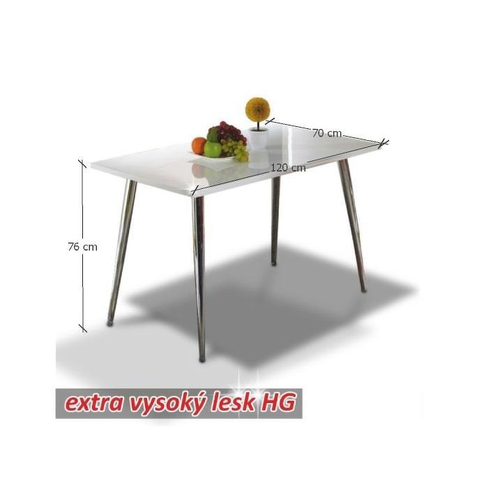 Jedálenský stôl 120x70, MDF+chróm, extra vyský lesk HG, PEDRO