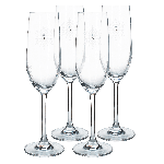 TEMPO-KONDELA SNOWFLAKE CHAMPAGNE, poháre na šampanské, set 4 ks, s kryštálmi, 230 ml