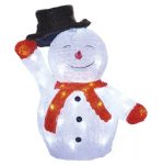 Emos LED vianočný snehuliak s klobúkom, 36 cm, vonkajší aj vnútorný, studená biela, časovač DCFC18