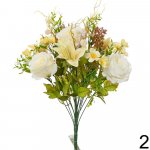 Kytica ľalia + ruža 42cm biela 202346B