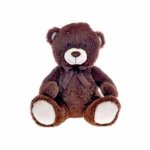 MIKRO -  Medveď plyšový 40cm sediaci s mašľou tmavo hnedý 34229