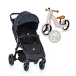 PETITE&MARS Kočík športový Street+ RWS Black Anthracite Blue Complete + odrážadlo Uniq Pink VP-F177328