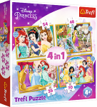 Trefl Trefl Puzzle 4v1 - Šťastný deň / Disney Princezné 34385