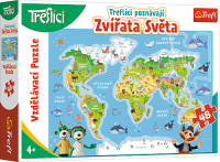 Trefl Trefl Vzdelávacie puzzle 48 dielikov - Treflíci spoznávajú zvieratá sveta CZ / Trefl 15568