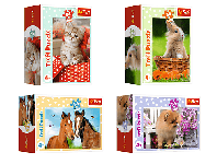 Trefl_vypredaj Trefl Puzzle 54 mini - Kôň, králik, pes a mačka 54195