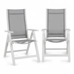 Blumfeldt Cádiz, skladacia stolička, sada 2 kusov, 59,5 x 107 x 68 cm, ComfortMesh, hliník, biela