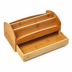 Blumfeldt Organizér stôl so zásuvkou, 3 priečinky, 27,5 × 11 × 15 cm, 100 % bambus