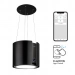 Klarstein Skyfall Smart, ostrovčekový digestor, Ø 45 cm, recirkulácia, 402 m³/h, LED, čierny