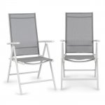 Blumfeldt Almeria, skladacia stolička, sada 2 kusov, 59,5 x 107 x 68 cm, ComfortMesh, hliník, biela