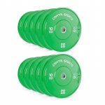 CAPITAL SPORTS Nipton Bumper Plates, závažia k činkám, 5 párov, 10 kg, tvrdá guma, zelené