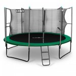 Klarfit Rocketstart 366, 366 cm trampolína, vnútorná bezpečnostná sieť, široký rebrík, zelená