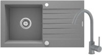 DEANTE DEANTE - Zorba šedá metalic - Granitový drez vrátane batérie, 1 - bowl s odkvapkávačom ZQZBS113