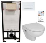 DEANTE Podstavný rám, pre závesné WC misy + SLIM tlačidlo bílé + WC JIKA LYRA PLUS 49 + SEDADLO duraplastu SLOWCLOSE CST_WC01 A51P LY4