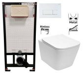 DEANTE Podstavný rám, pre závesné WC misy + SLIM tlačidlo bílé + WC REA Raul Rimless + SEDADLO CST_WC01 A51P RA1