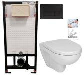 DEANTE Podstavný rám, pre závesné WC misy + SLIM tlačidlo černé + WC JIKA LYRA PLUS + SEDADLO duraplastu SLOWCLOSE CST_WC01 N51P LY5