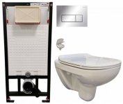 DEANTE Podstavný rám, pre závesné WC misy + SLIM tlačidlo chrom + WC bez oplachového kruhu Edge + SEDADLO CST_WC01 051P EG1