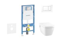 GEBERIT - Duofix Modul na závesné WC s tlačidlom Sigma30, biela/lesklý chróm + Tece One - sprchovacia toaleta a doska, Rimless, SoftClose 111.300.00.5 NT5