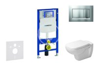 GEBERIT - Duofix Modul na závesné WC s tlačidlom Sigma30, matný chróm/chróm + Duravit D-Code - WC a doska, Rimless, SoftClose 111.300.00.5 NH7