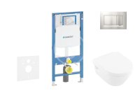 GEBERIT - Duofix Modul na závesné WC s tlačidlom Sigma30, matný chróm/chróm + Villeroy Boch - WC a doska, DirectFlush, SoftClose, CeramicPlus 111.300.00.5 NB7