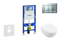 GEBERIT - Duofix Modul na závesné WC s tlačidlom Sigma30, matný chróm/chróm + Villeroy Boch - WC a doska, DirectFlush, SoftClose, CeramicPlus 111.300.00.5 NI7