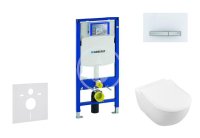 GEBERIT - Duofix Modul na závesné WC s tlačidlom Sigma50, alpská biela + Villeroy Boch - WC a doska, DirectFlush, SoftClose, CeramicPlus 111.300.00.5 NI8