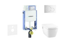 GEBERIT - Kombifix Modul na závesné WC s tlačidlom Sigma01, lesklý chróm + Tece One - sprchovacia toaleta a doska, Rimless, SoftClose 110.302.00.5 NT2