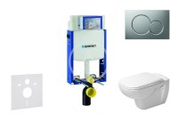 GEBERIT - Kombifix Modul na závesné WC s tlačidlom Sigma01, matný chróm + Duravit D-Code - WC a doska, Rimless, SoftClose 110.302.00.5 NH3
