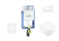 GEBERIT - Kombifix Modul na závesné WC s tlačidlom Sigma30, biela/lesklý chróm + Villeroy Boch - WC a doska, DirectFlush, SoftClose, CeramicPlus 110.302.00.5 NB5