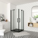 H K - Produkty značky Hezká koupelna - Sprchovací kút AIRLINE BLACK R128, 120x80 cm, s dvomi jednokrídlovými dverami s pevnou stenou, rohový vstup SE-AIRLINEBLACKR128