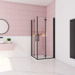 H K - Produkty značky Hezká koupelna - Sprchovací kút MELODY BLACK R100, 100x100 cm so zalamovacími dverami SE-MELODYBLACKR100