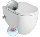 ISVEA - INFINITY závesná WC misa Rimless, integrovaný ventil a bidetová spŕška 36,5x53 cm, biela 10NFS1001I