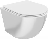 MEXEN - Lena Závesná WC misa vrátane sedátka s slow-slim, duroplast, biela/strieborná 30224004