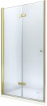 MEXEN - Lima skladacie sprchové dvere 90 cm, číre sklo, zlatý sa stenovým profilom 856-090-000-50-00