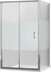 MEXEN/S - Apia sprchovací kút posuvný 100x80 cm, sklo transparent/pruhy, chróm + vanička 840-100-080-01-20-4010