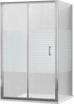 MEXEN/S - Apia sprchovací kút posuvný 90x80, sklo transparent / pruhy, chróm + vanička 840-090-080-01-20-4010