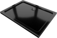 MEXEN/S - Flat sprchová vanička obdĺžniková slim 100 x 80 cm, černá + čierny sifón 40708010B