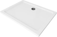 MEXEN/S - Flat sprchová vanička obdĺžniková slim 100 x 90 cm, biela + čierny sifón 40109010B