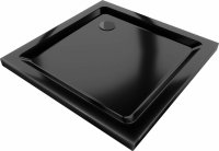 MEXEN/S - Flat Sprchová vanička štvorcová slim 100 x 100, čierna + čierny sifón 40701010B