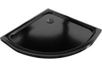 MEXEN/S - Flat sprchová vanička štvrťkruhová slim 100 x 100 cm, čierna + čierny sifón 41701010B