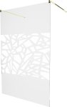 MEXEN/S - KIOTO samostatne stojaca sprchová zástena 130 x 200, transparent/biela vzor 8 mm, zlatá 800-130-002-50-85