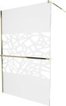 MEXEN/S - KIOTO Sprchová zástena WALK-IN s poličkou a držiakom uterákov 110 x 200 cm, transparent/bialy wzór 8 mm, zlatá 800-110-121-50-85