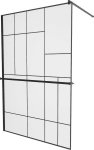 MEXEN/S - KIOTO Sprchová zástena WALK-IN s poličkou a držiakom uterákov 110 x 200 cm, transparent/čierna 8 mm, čierna 800-110-121-70-78