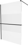 MEXEN/S - KIOTO Sprchová zástena WALK-IN s poličkou a držiakom uterákov 70 x 200, transparent/matné sklo 8 mm, čierna 800-070-121-70-35